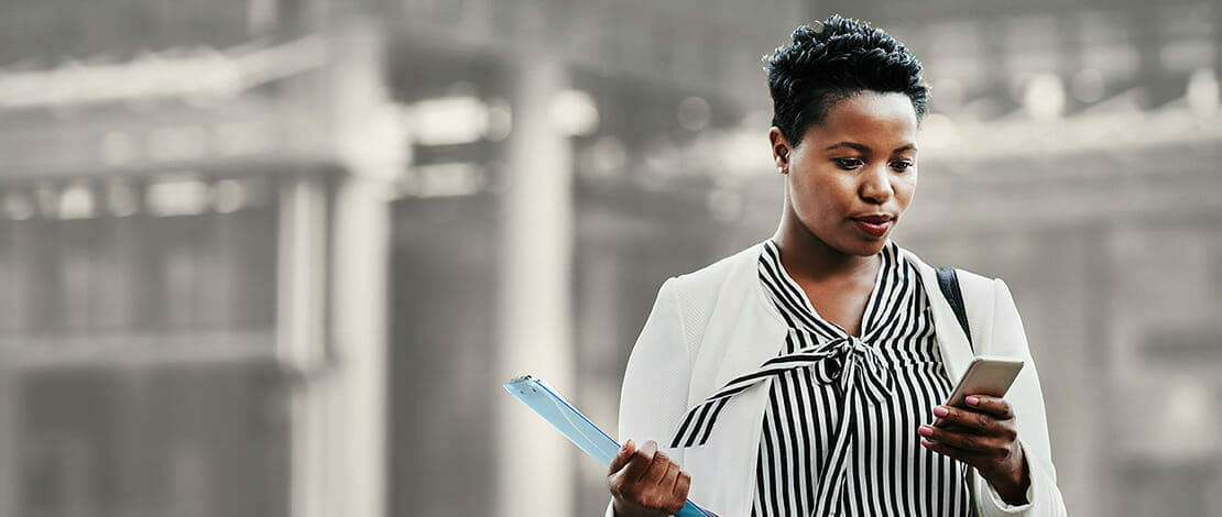 woman looking at phone